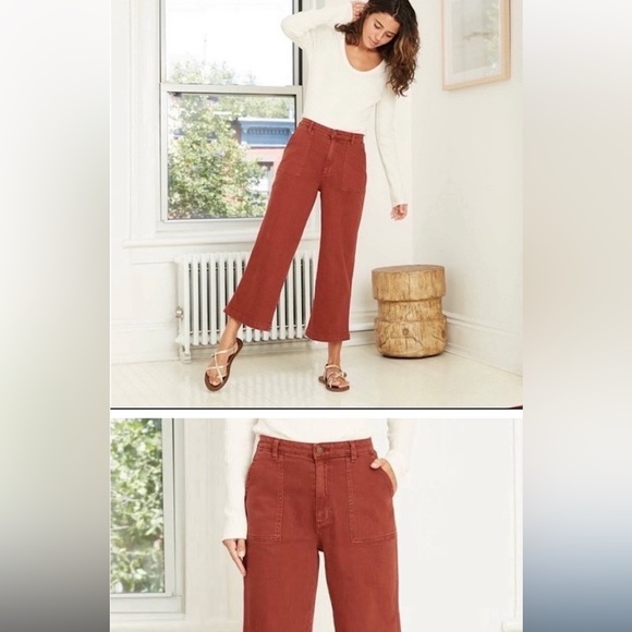 Universal Thread Rust color High Waist Flare Leg Crop Jeans - Picture 1 of 6